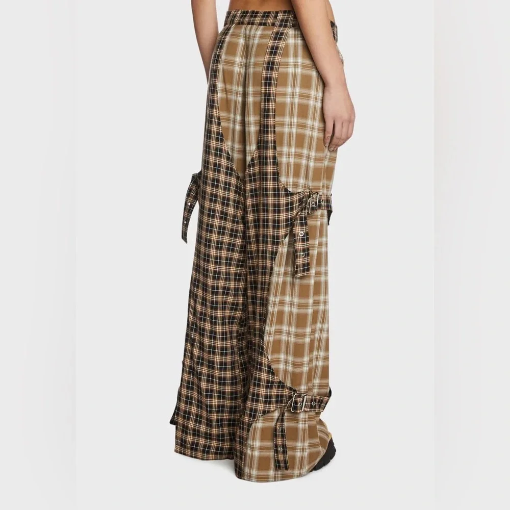 NWT The Ragged Priest Slam Wide Leg Trousers with Woven Check Multi Size 8 - Picture 5 of 10